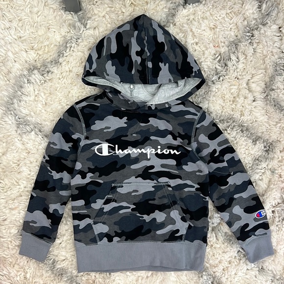 Champion Other - New boys camo champion hoodie fleece pull over camouflage sweater gray and black